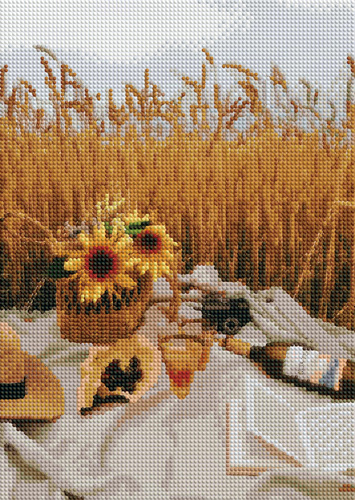 Diamentowa Mozaika Haft Kreatywny Piknik Na Polu Zboża 30x40 Cm