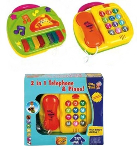 TELEFON PIANINKO ZABAWKA 2 W 1, pak 24 
zabawka multifunkcyjna, z jednej strony telefon, z drugiej pianinko, 
wymaga baterii (zamieszczone w zestawie)