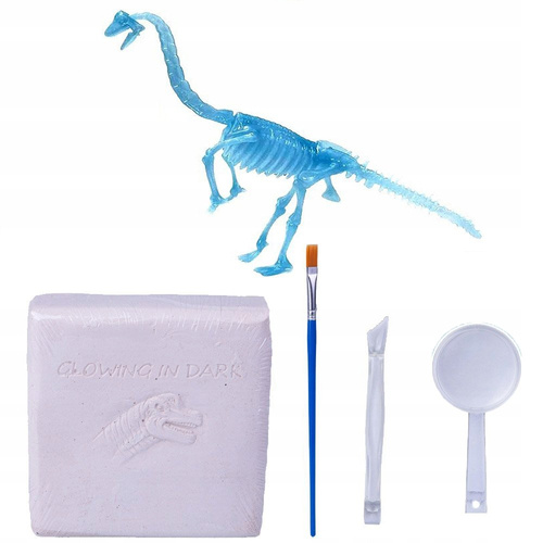 Skamielina Dinozaur Brachiozaur Model Szkieletu Błękitny Mieniący Się