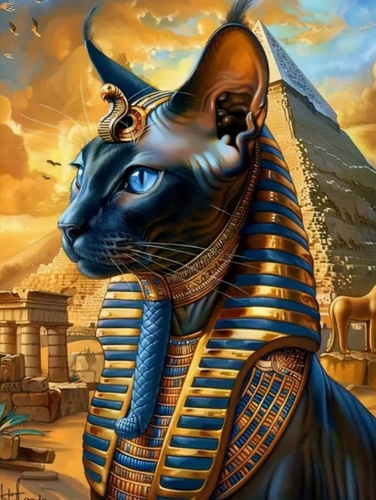 Diamentowa Mozaika Kot Sfinks Faraon Z Piramidą 30x40 Cm Kreatywne Diamenty