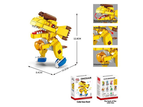 KLOCKI WORLD DINOZAUR KOSZYKARZ Z PIŁKĄ ŻÓŁTY KARTON , pak 72