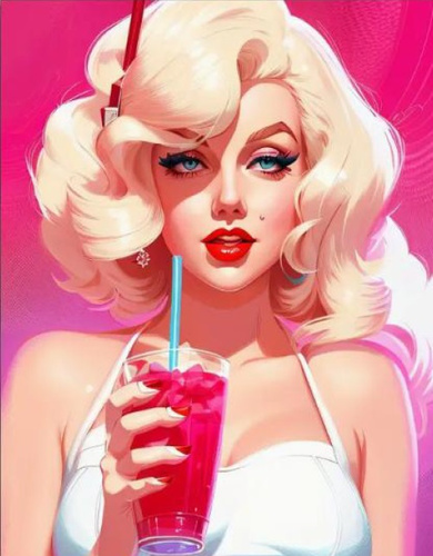 DIAMENTOWA MOZAIKA KOBIETA AKTORKA Z DRINKIEM PAK 30 
30X40