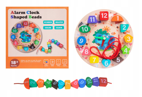 Zegar Drewniany Sorter Klocki Kształty Nawklekanka