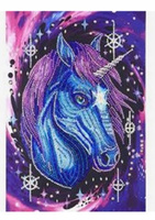 Diamentowa Mozaika Jednorożec Niebieski W Fiolecie 30x40 Cm Kreatywne