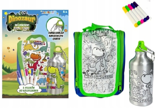 Bidon Butelka Kreatywny + Torba Do Malowania Z Naklejkami Pisakami 500 Ml