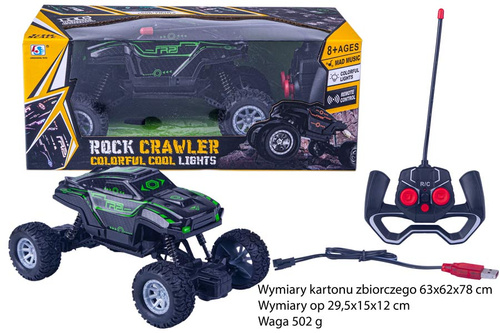 AUTO NA RADIO JEEP ROOCK CRAWLER CZARNE KARTON ŚW I DŹW PAK 48 /12
Wymiary kartonu zbiorczego 63x62x78 cm / Wymiary op 29,5x15x12 cm / Waga 502 g