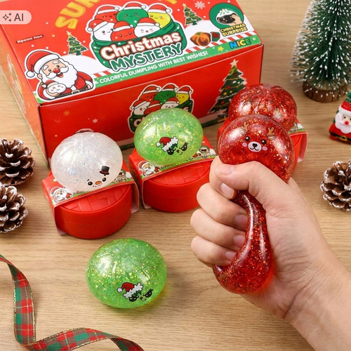 Gniotek Świąteczny Żelowy z Brokatem Sensoryczny Antystresowy Squishy MIX
