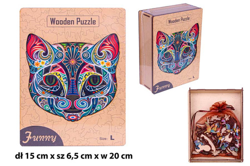 PUZZLE DREW KOT GŁOWA SKRZYNKA PAK 48
rozmiar 30x40
183 sztuk w pudełku