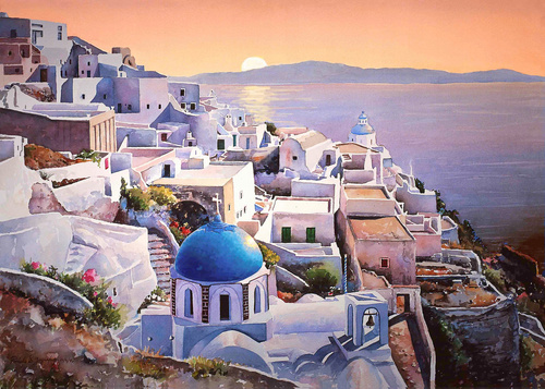 Malowanie Po Numerach Domi W Mieście Santorini 40X50 Rama