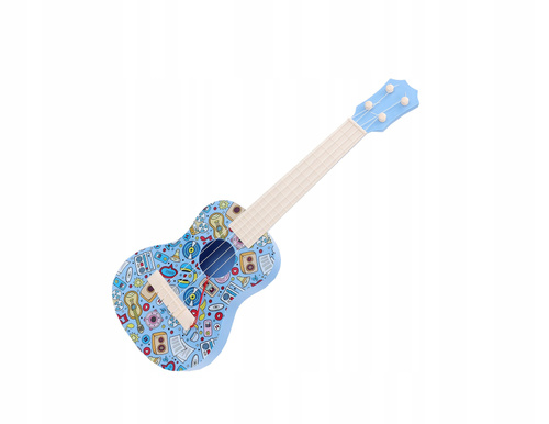Ukulele Zabawkowe Niebieskie W Wzory Nauka Gry Na Instrumencie Muzycznym