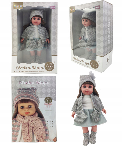 Lalka Słodka Maja Z Szarym Płaszczem, Rękawiczkami I Czapeczką Zabawka