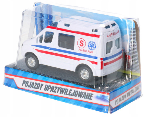 Ambulans Pogotwie Auto Karetka Metalowe 8 Cm Mini Van