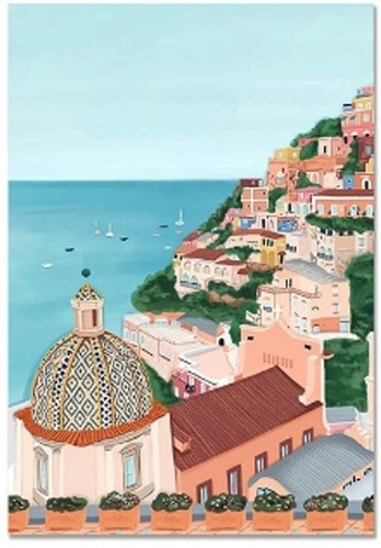 Malowanie Po Numerach Wybrzeże w Miasteczku 50x40 Z Ramą Kreatywne