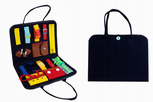 Tablica Manipulacyjna Granatowa Teczka Granatowa Filcowa Nauka Zapinania