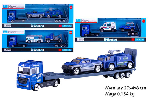 AUTO LAWETA METAL + 2 AUTA POLICJA