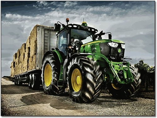 Diamentowa Mozaika Traktor Z Przyczepą 30x 40 Cm