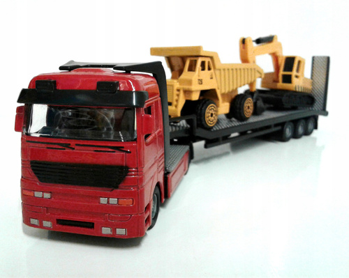 Autotransporter Z Dwoma Pojazdami Budowlanymi Metalowymi