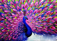 Diamentowa Mozaika Paw Z Różowym Ogonem 30X40 Cm Kreatywne Diamenty