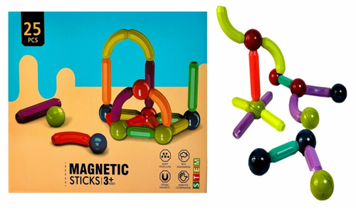 KLOCKI MAGNETYCZNE UKŁADANKA KULKI KLOCKI DLA DZIECI 25 ELEMENTÓW