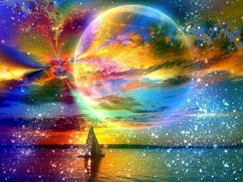 Diamentowa Mozaika Haft Diamentowy Księżycowa Noc 30X40 Cm Kreatywne