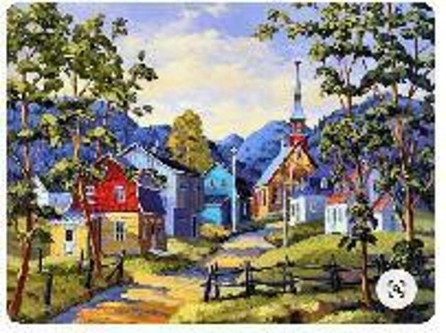 Malowanie Po Numerach Osada , Góry 50X40 Cm Na Ramie