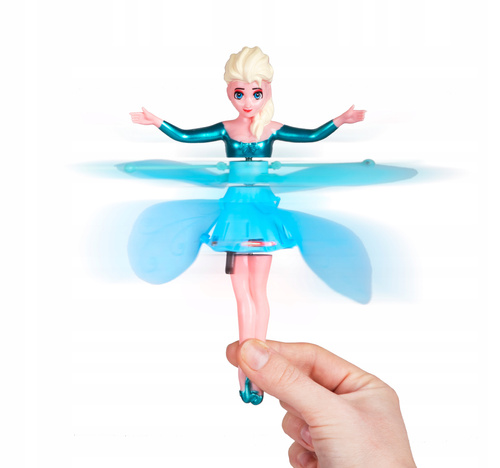 LALKA WRÓŻKA NIEBIESKA LATAJĄCA NAD DŁONIĄ