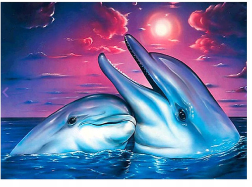 OBRAZ DO MALOWANIA PO NUMERACH DELFINY MIŁOŚĆ