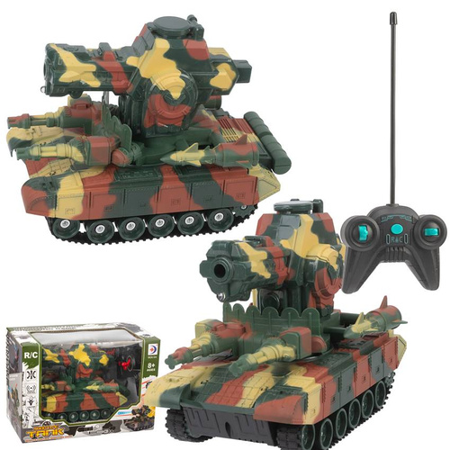 CZOŁG NA RADIO Z DZIAŁEM NA KULKI WODNE KARTON /PAK 36
(BATERIE R6 *5 SZT) - Wymiary Opakowania : 18cm x 14cm x 26cm
Wymiary czołgu : 15cm x 12,5cm x 20cm