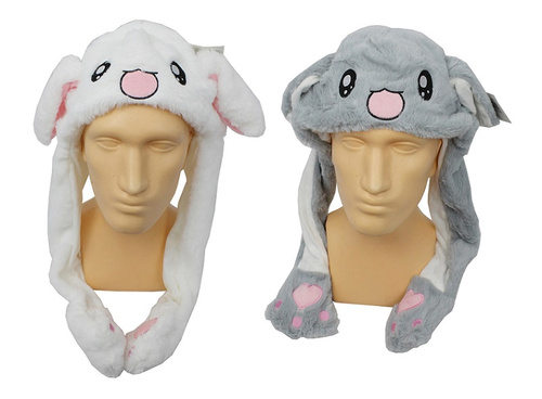 CZAPKA KRÓLICZEK RUCHOME USZY BIAŁA