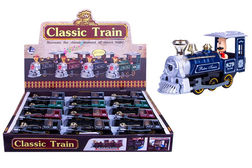 LOKOMOTYWA METAL 879 Z KOLEJARZEM ŚWIATŁO/DŻWIĘK