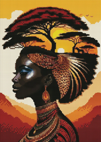 Diamentowa Mozaika Haft Diamentowy Kobieta Sawanna 30x40 Cm