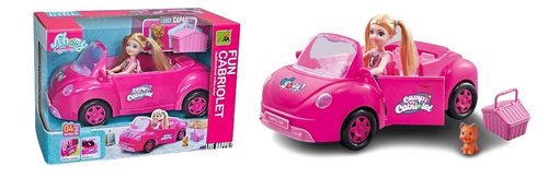 LALKA W CABRIO Z PIESKIEM, pak 18
zestaw zawiera lalkę, pieska, kosz piknikowy, zabawkowe autko cabrio z otwieranymi drzwiami i bagażnikiem,
wymiary produktu: 27,7 x 14,7 x 19 cm