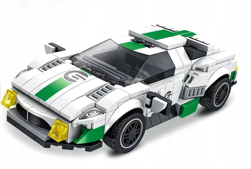 Klocki Auto Sportowe Supercar Biało Zielone Do Składania 308 Elementów