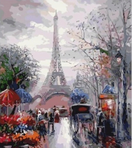 Diamentowa Mozaika Wieża Eiffla We Mgle Paryż 30X40 Cm Kreatywne Diamenty