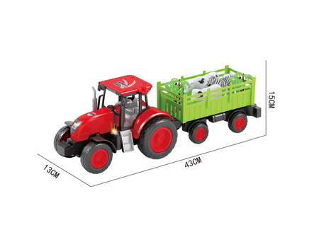 NORIMPEX TRAKTOR NA RADIO Z PRZYCZEPĄ I ZWIERZĘTAMI PALMAMI