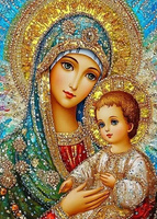 Diamentowa Mozaika Maryja I Jezusek Ikona 30X40 Cm Kreatywne Diamenty