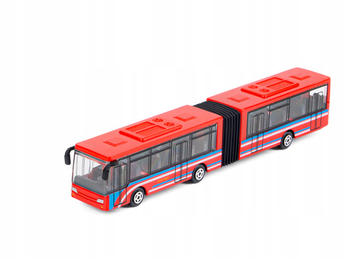 Autobus Miejski Duży Czerwony Metalowy Przegubowy 23 Cm Zabawka Dla Dzieci