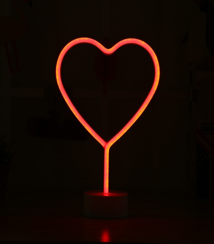 LAMPA NEON STOJĄCA BIURKOWA SERCE SERDUSZKO