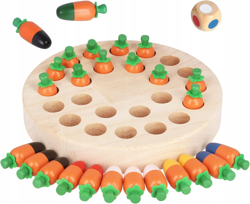 Drewniana Układanka Gra Pamięciowa Dla Dzieci Rozwijająca Marchewki