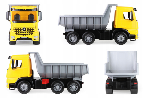 Duże Auto Wywrotka Żółta Mercedes Actros 3 osie Maxi Lena 63 cm Wytrzymała