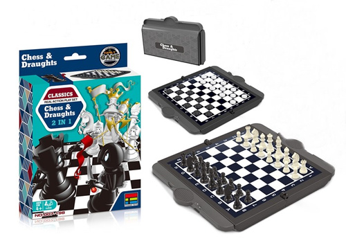 Gra Rodzinna Szachy Warcaby 2 W 1 Magnetyczne W Zamykanej Małej Walizce