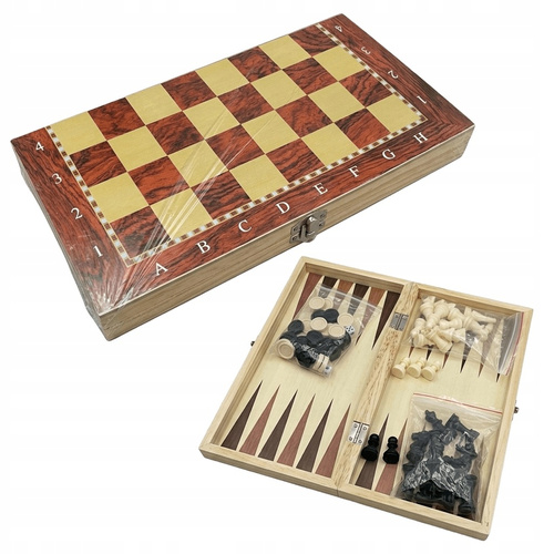 Szachy Warcaby Backgammon Gra Podróżna Zręcznościowa Strategiczna 3w 1