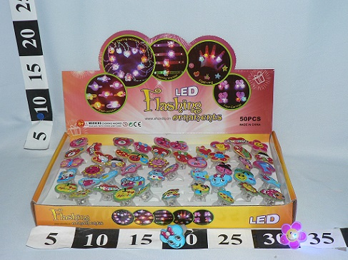 PIERŚCIONKI ŚWIECĄCE*50 OWOCE/OWADY NIEBIESKO-CZERWONO