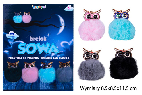 BRELOK ZAWIESZKA DO KLUCZY POMPON SOWA PREZENT