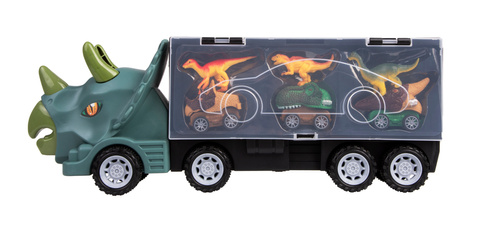 AUTO DINOZAUR LAWETA POJAZDY + FIGURKI DINOZAURÓW Z NAPĘDEM