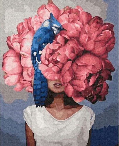 Malowanie Po Numerach Kobieta Z Kwiatami Na Głowie 50X40 Cm Ramą Kreatywne