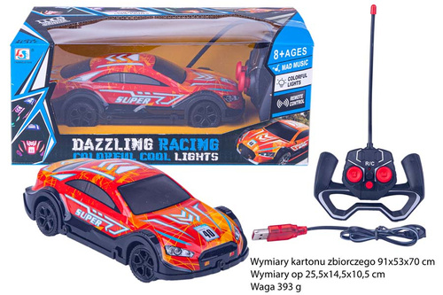 AUTO NA RADIO ŚWIATŁO DŻWIĘK PAK72 
Wymiary kartonu zbiorczego 91x53x70 cm / Wymiary op 25,5x14,5x10,5 cm / Waga 393 g