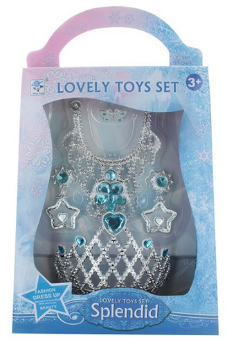 ZESTAW LODOWEJ KSIĘŻNICZKI TIARA NASZYJNIK KOLCZYK