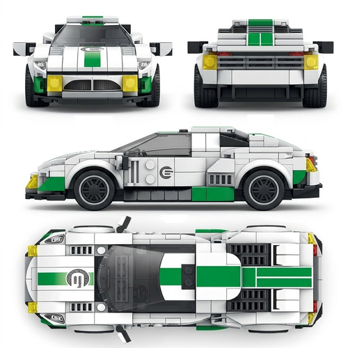 Klocki Auto Sportowe Supercar Biało Zielone Do Składania 308 Elementów