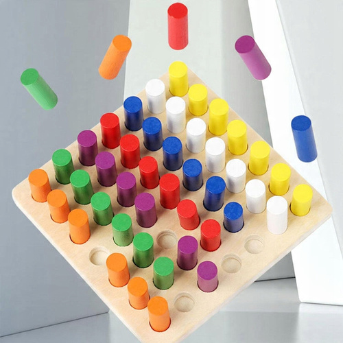 Drewniana Tablica Edukacyjna Układanka Montessori Dzieci Kolory Liczenie